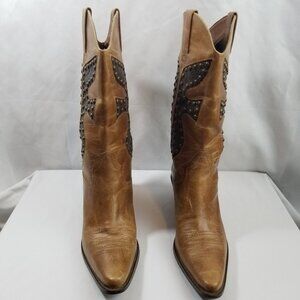 Matisse Brown Leather Studded Western Cowboy Boots Size 5.5 M